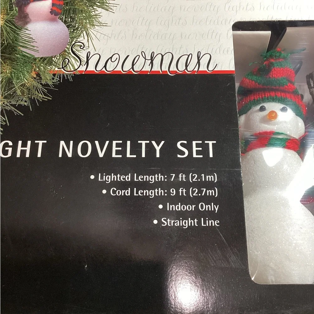 Vintage 2002 Target Festive Snowman Holiday Lights - Red and Green